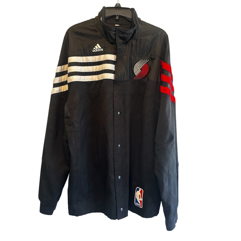 Adidas Portland Trail Blazers NBA Warm Up Windbreaker Jacket Black XL2 EUC